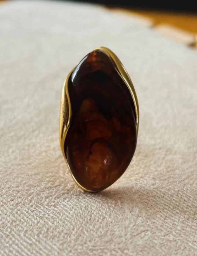 Bague Style Ambre Acier Inoxydable