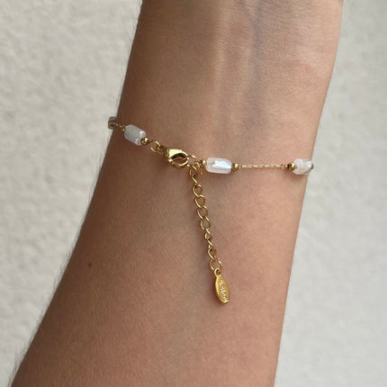 Bracelet Pierre Blanche Acier Inoxydable Ajustable