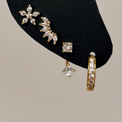 Lot de 4 boucles d'oreilles Tendance Acier Inoxydable