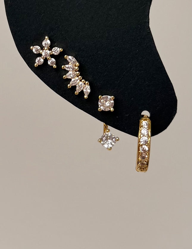 Lot de 4 boucles d'oreilles Tendance Acier Inoxydable