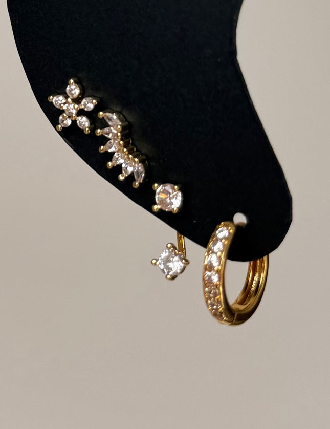 Lot de 4 boucles d'oreilles Tendance Acier Inoxydable