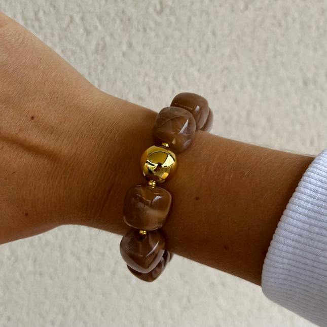 Bracelet Perles Carrées Acrylique Elastique