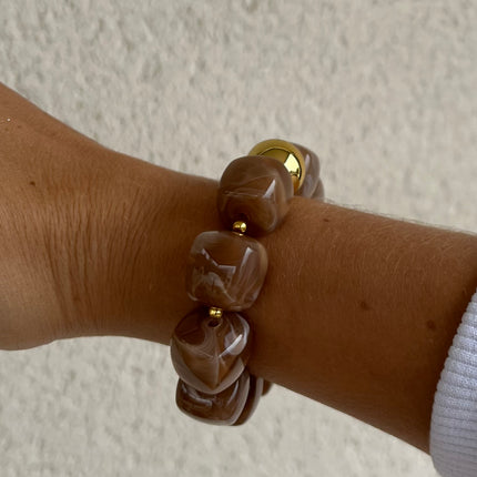 Bracelet Perles Carrées Acrylique Elastique