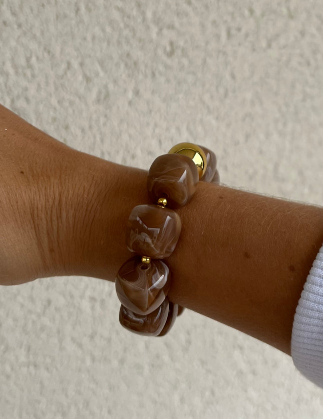 Bracelet Perles Carrées Acrylique Elastique