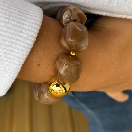 Bracelet Perles Carrées Acrylique Elastique