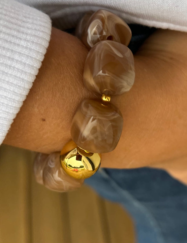 Bracelet Perles Carrées Acrylique Elastique