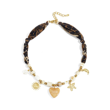 Colliers de perles Cœur Soleil Imprimé léopard Étoile Lune Décontracté Quotidien Simple Série Bijoux pour femmes