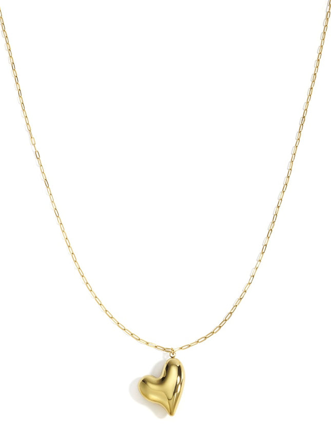 Colliers longs en acier inoxydable, style cœur, décontracté, simple, pour femme