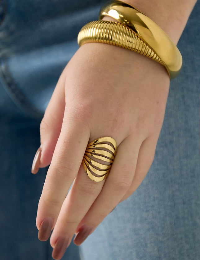 Stainless Steel Statement Rings lines Casual Daily Simple Series Women's jewelry