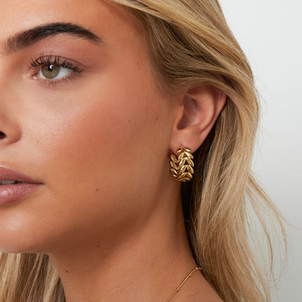 Stainless Steel Hoop Earrings leaf Casual Daily Simple Series Women's jewelry